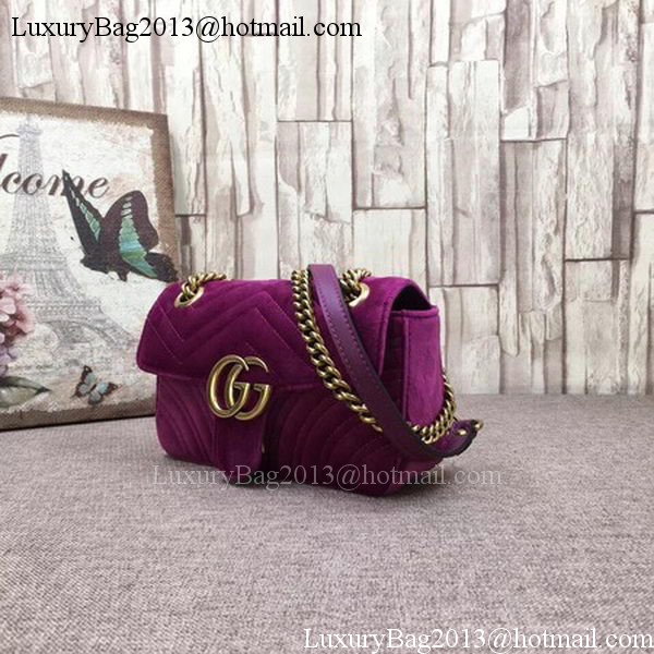 Gucci GG Marmont Embroidered Velvet mini Bag 446744T Purple