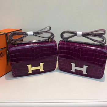 Hermes Constance Bag Croco Leather H9978C Purple