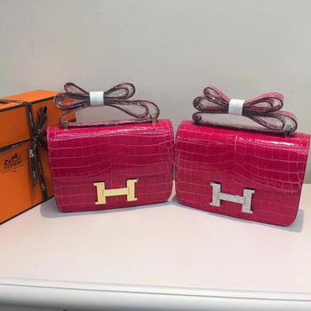 Hermes Constance Bag Croco Leather H9978C Rose