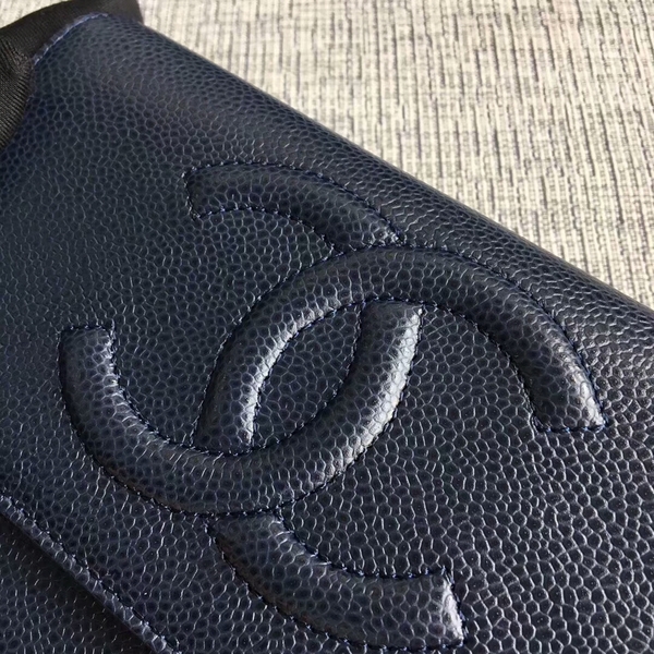 Chanel WOC Original Calfskin Leather Dark Blue Shoulder Bag 33814 Glod