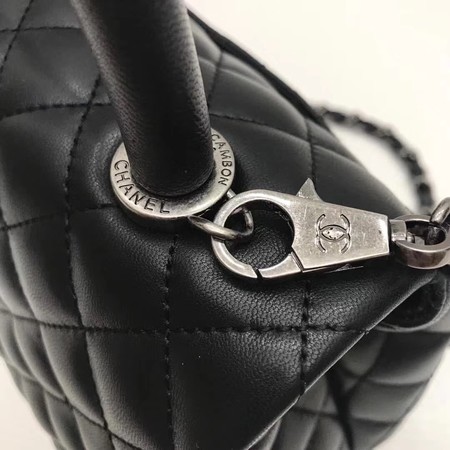 Chanel Classic Top Handle Bag Black Original Leather A92991 Silver