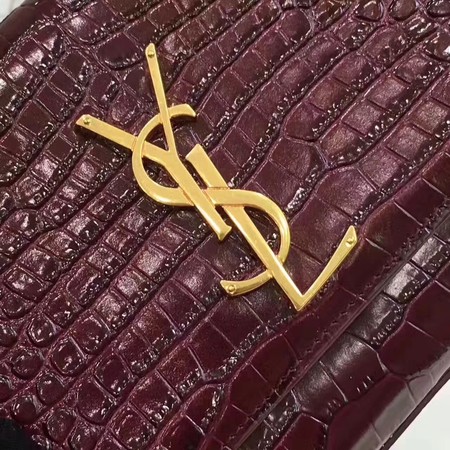 Saint Laurent mini Croco Leather Cross-body Shoulder Bag Y2811 Wine