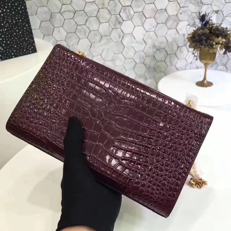 Saint Laurent mini Croco Leather Cross-body Shoulder Bag Y2811 Wine