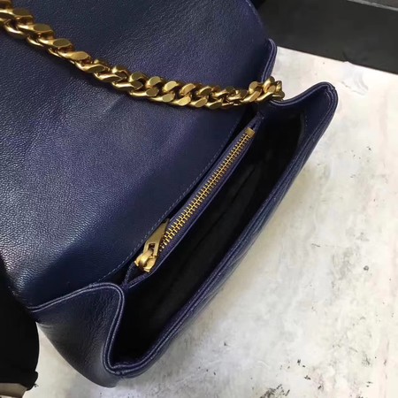 YSL Classic Monogramme Blue Leather Flap Bag Y392737 Gold