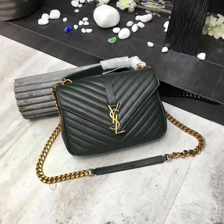 YSL Classic Monogramme Green Leather Flap Bag Y392737 Gold