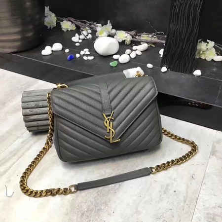 YSL Classic Monogramme Grey Leather Flap Bag Y392737 Gold