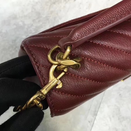 YSL Classic Monogramme Red Leather Flap Bag Y392737 Gold