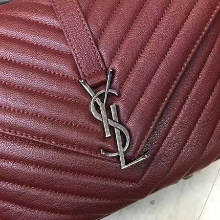 YSL Classic Monogramme Red Leather Flap Bag Y392737 Silver