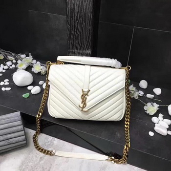 YSL Classic Monogramme White Leather Flap Bag Y392737 Gold