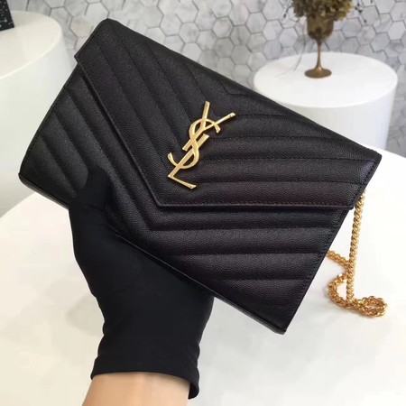 YSL WOC Classic Monogramme Flap Bag Cannage Pattern Y1003 Black