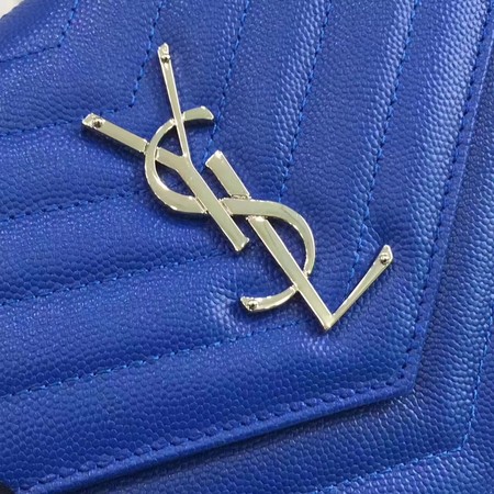 YSL WOC Classic Monogramme Flap Bag Cannage Pattern Y1003 Blue