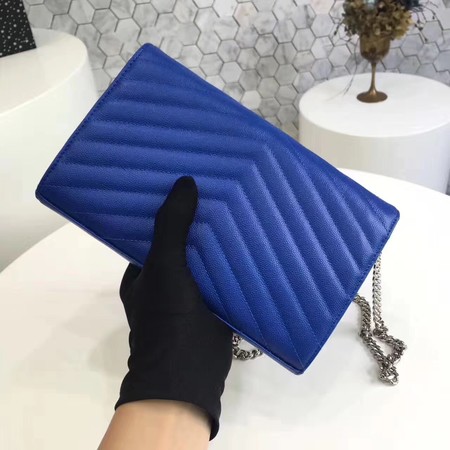 YSL WOC Classic Monogramme Flap Bag Cannage Pattern Y1003 Blue