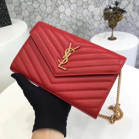 YSL WOC Classic Monogramme Flap Bag Cannage Pattern Y1003 Red