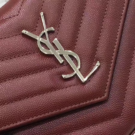 YSL WOC Classic Monogramme Flap Bag Cannage Pattern Y1003 Wine