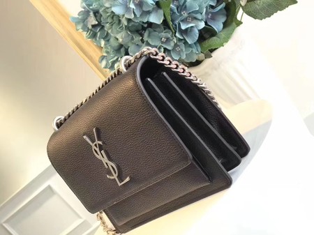 Yves Saint Laurent Leather Cross-body Shoulder Bag Y8004 Black