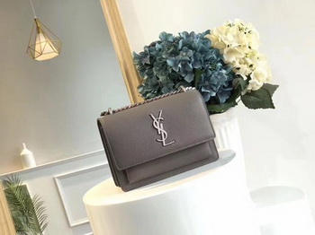 Yves Saint Laurent Leather Cross-body Shoulder Bag Y8004 Grey