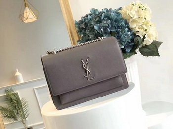 Yves Saint Laurent Leather Cross-body Shoulder Bag Y8005 Grey