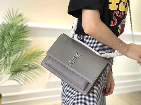 Yves Saint Laurent Leather Cross-body Shoulder Bag Y8005 Grey