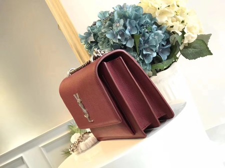 Yves Saint Laurent Leather Cross-body Shoulder Bag Y8005 Wine