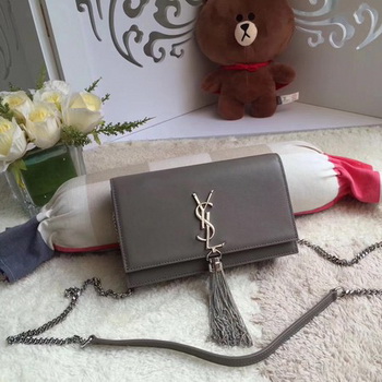 Yves Saint Laurent Leather Cross-body Shoulder Bag Y8011 Grey