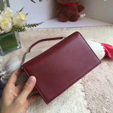 Yves Saint Laurent Leather Cross-body Shoulder Bag Y8011 Wine