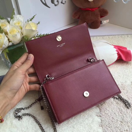 Yves Saint Laurent Leather Cross-body Shoulder Bag Y8011 Wine