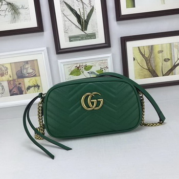 Gucci GG Marmont Matelasse Leather Shoulder Bag 447632 Green