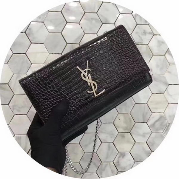 Saint Laurent mini Croco Leather Cross-body Shoulder Bag Y2811 Black