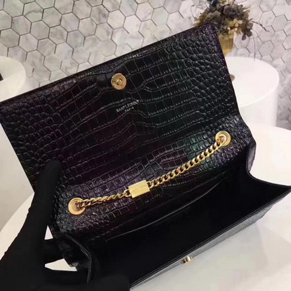 Saint Laurent mini Croco Leather Cross-body Shoulder Bag Y2811 Black