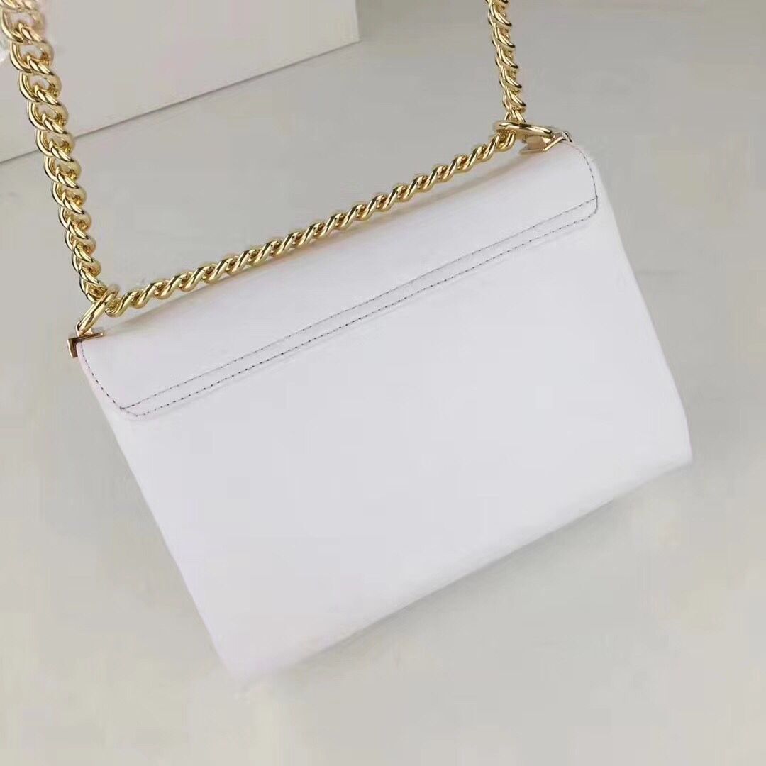 Versace Calfskin Leather Shoulder Bag VS170 White