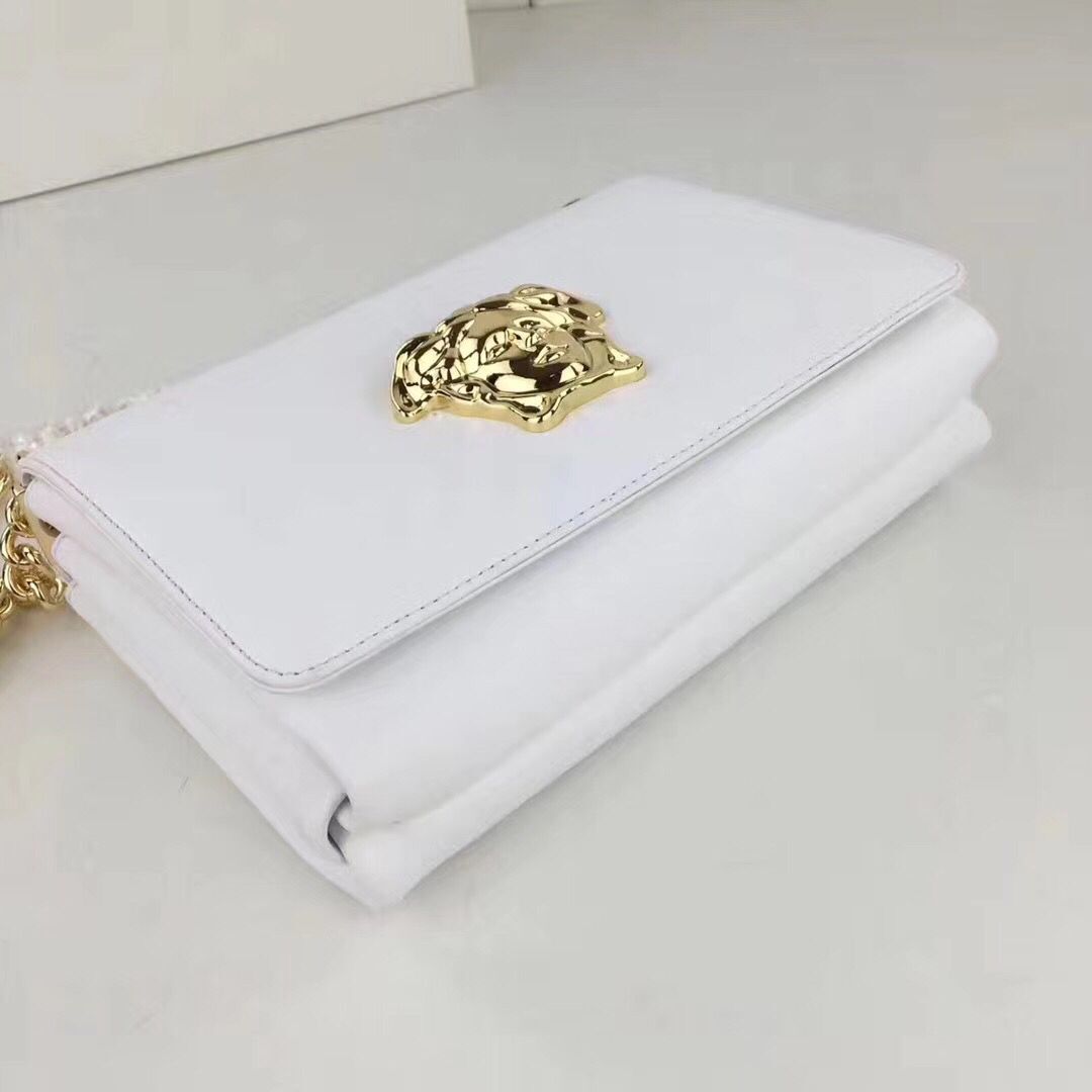 Versace Calfskin Leather Shoulder Bag VS170 White