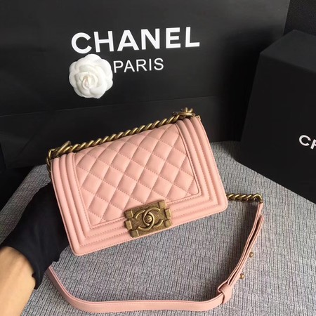 Boy Chanel Flap Shoulder Bag Sheepskin Leather A67085 Pink