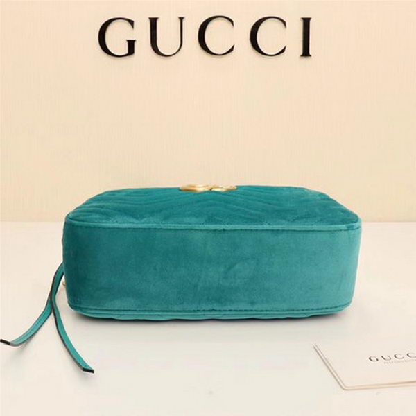 Gucci GG Marmont Matelasse Velvet Shoulder Bag 447632 Green