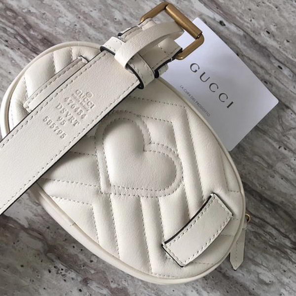 Gucci GG Marmont Leather Belt Bag 476434 White