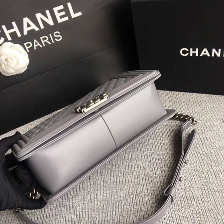 Boy Chanel Flap Bags Original Sheepskin Leather A67088 Grey