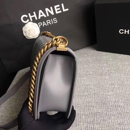 Boy Chanel Flap Bags Original Sheepskin Leather A67088 Grey