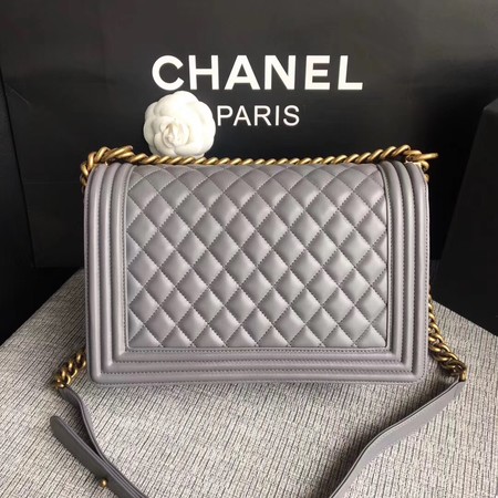 Boy Chanel Flap Bags Original Sheepskin Leather A67088 Grey