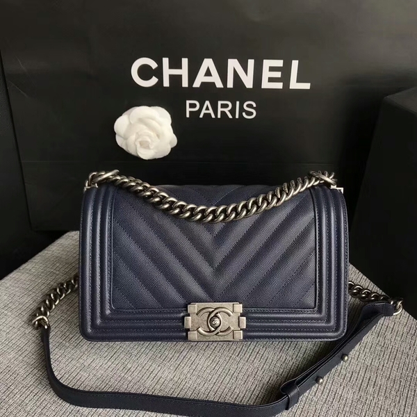 Boy Chanel Original Chevron Leather 67086 Blue