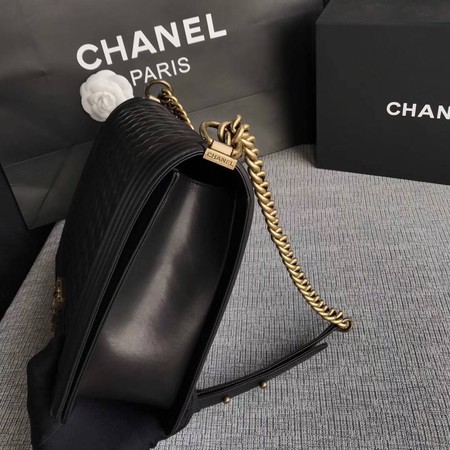 Boy Chanel Flap Shoulder Bag Black Original Sheepskin Leather A67087 Gold