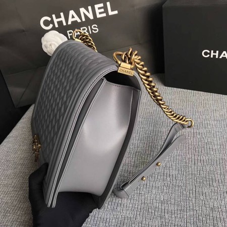 Boy Chanel Flap Shoulder Bag Grey Original Sheepskin Leather A67087 Gold