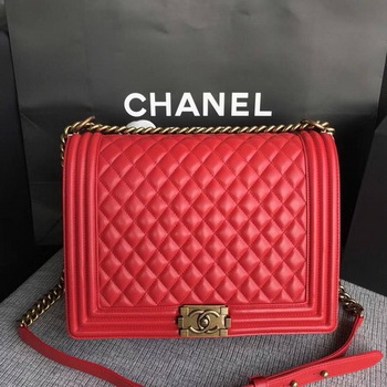 Boy Chanel Flap Shoulder Bag Red Original Sheepskin Leather A67087 Gold