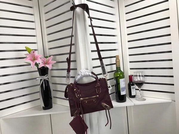 Balenciaga Giant City Gold Studs Handbag B084335 Wine