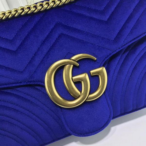 Gucci GG Marmont Embroidered Velvet Bag 443496 Blue