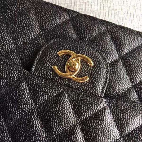 Chanel Flap Shoulder Bags Black Original Calfskin Leather CF1113 Gold