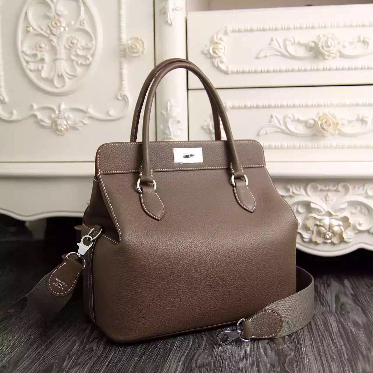 Hermes Original Leather Toolbox Handbag 5689 Brown