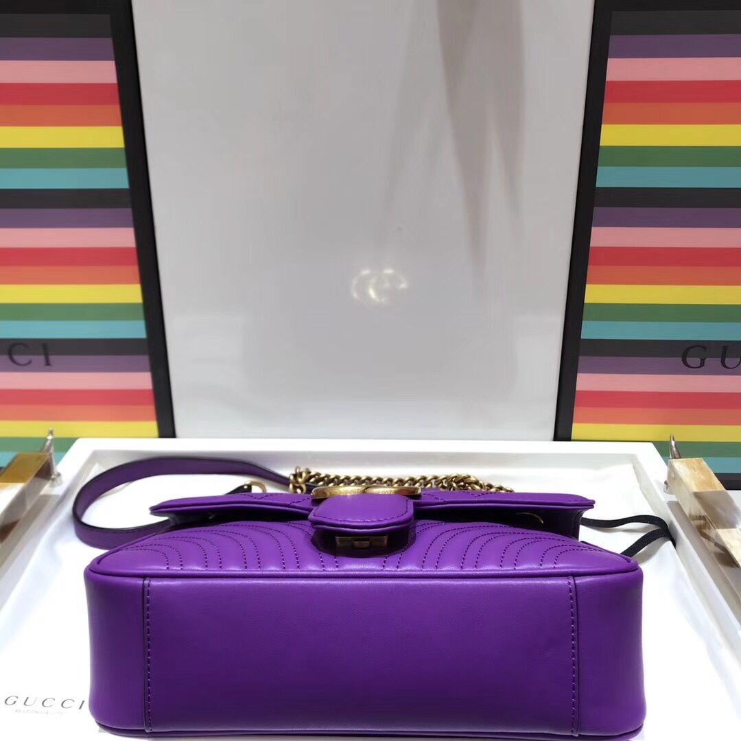 Gucci GG Marmont Sheenskin Shoulder Bag 443497A  purple