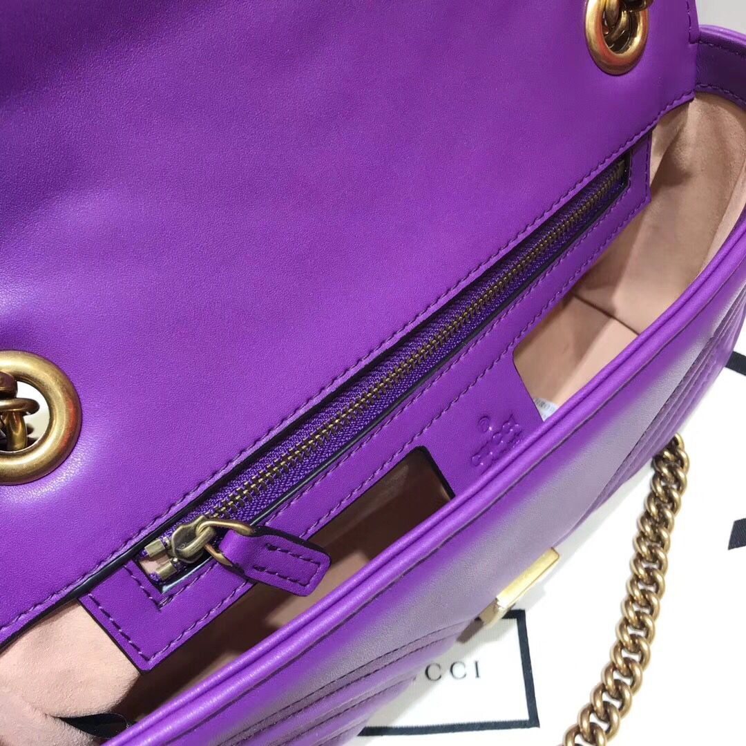 Gucci GG Marmont Sheenskin Shoulder Bag 443497A  purple