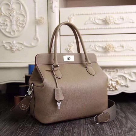 Hermes Toolbox Togo Bag Original Leather 3259 Light Grey