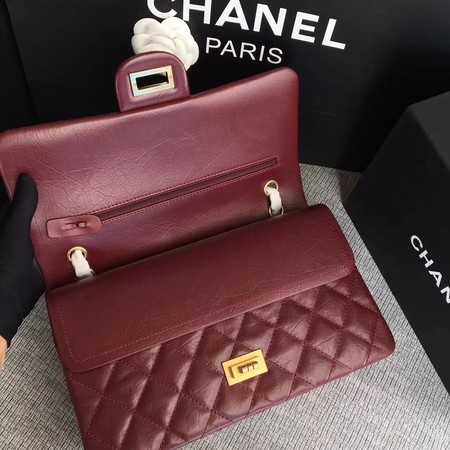 Chanel Flap Shoulder Bag Wine Original Calfskin Leather 277 Gold