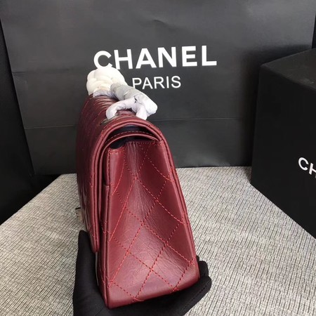 Chanel Flap Shoulder Bag Wine Original Calfskin Leather 277 Silver